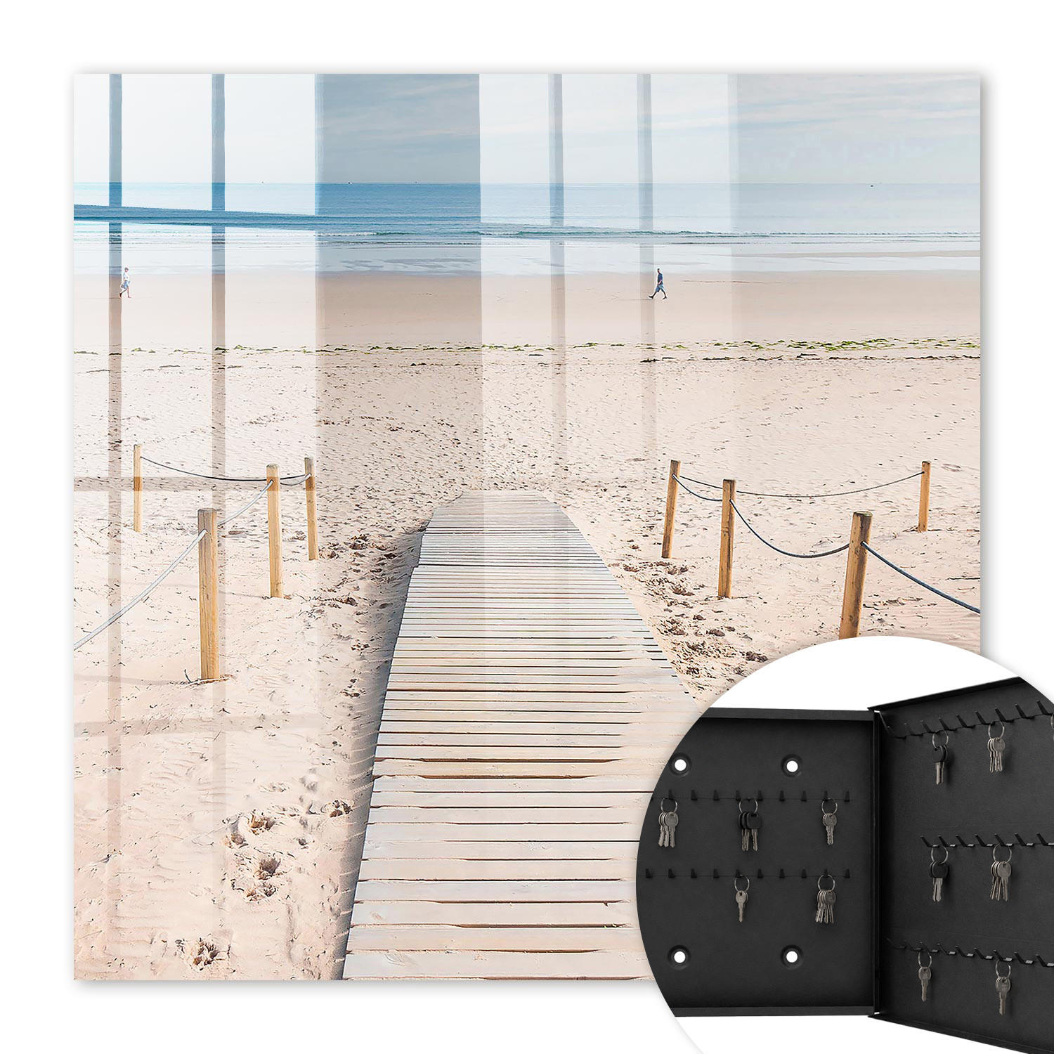 SCHLÜSSELBOX Schwarz 30x30 cm- Türöffnung nach rechts - Meeresstrand - Beige, Metall (30/30/5cm) - TULUP
