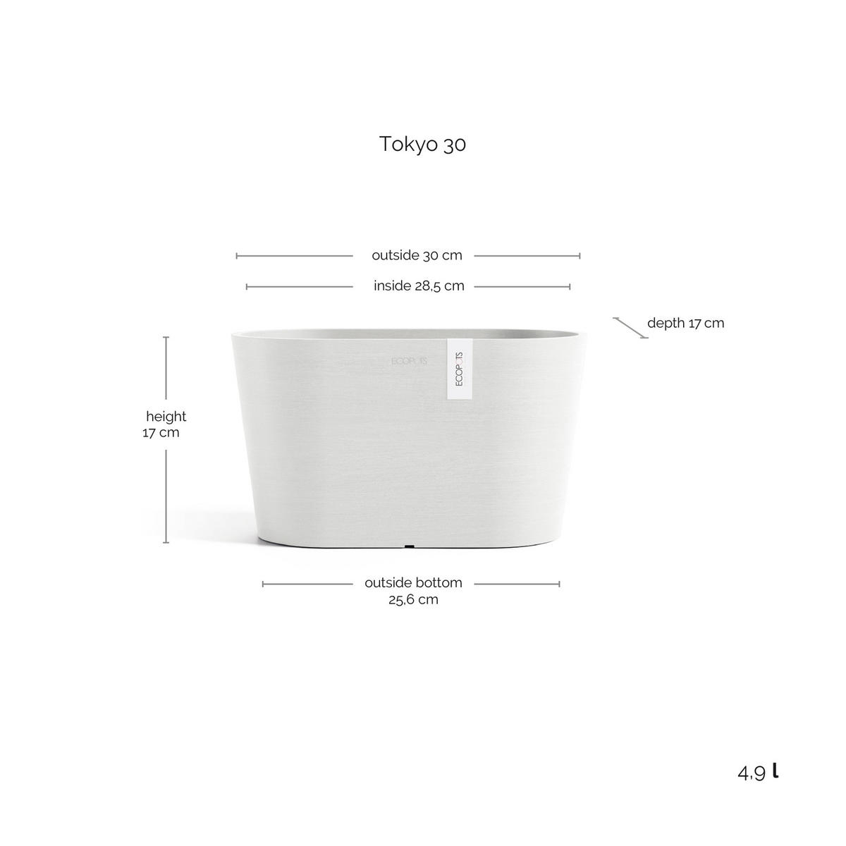 BLUMENTOPF Tokyo 30/17/17 cm Weiß - Weiß, Kunststoff (30/17cm) - Ecopots