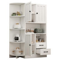 ECKSCHRANK 104/35/155 cm, 3 Schränke + 2 Schubladen, 6 offene Fächer, verstellbare Einlegeböden, Weiß - Weiß, Holzwerkstoff (104/155/35cm) - Redom