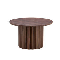 KLUBSKA miza 70 cm, MDF v dekorju oreha, okrogla s kovinskim okvirjem - barva oreha, leseni material (70/70/42cm) - BEAOK
