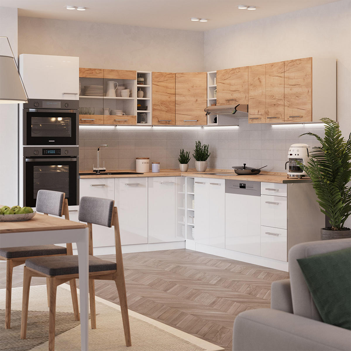 Honigeiche/Weiß, Holzwerkstoff (247/81.6/60cm) - Vicco