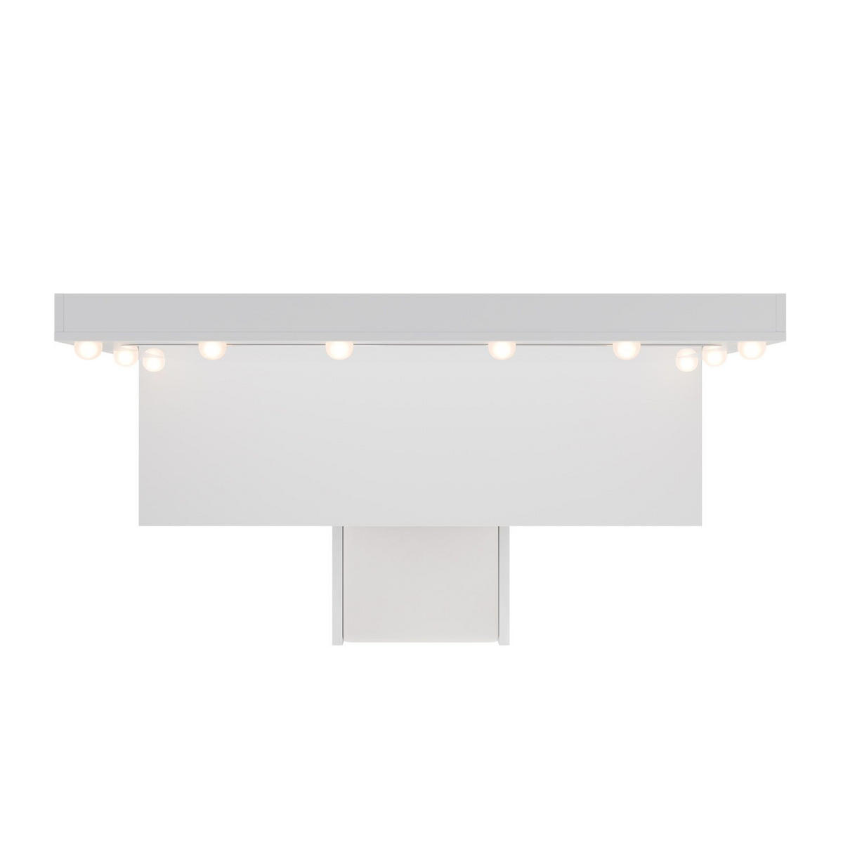 SCHMINKTISCH Lilia weiß mit LED-Beleuchtung und Hocker Melly - Weiß, Holz (108/140/41cm) - Juskys