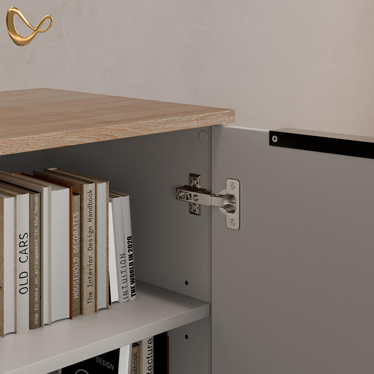 KOMMODE Piave Greige mit 2 Türen - Greige, Holzwerkstoff (80/50/40cm) - Livinity®