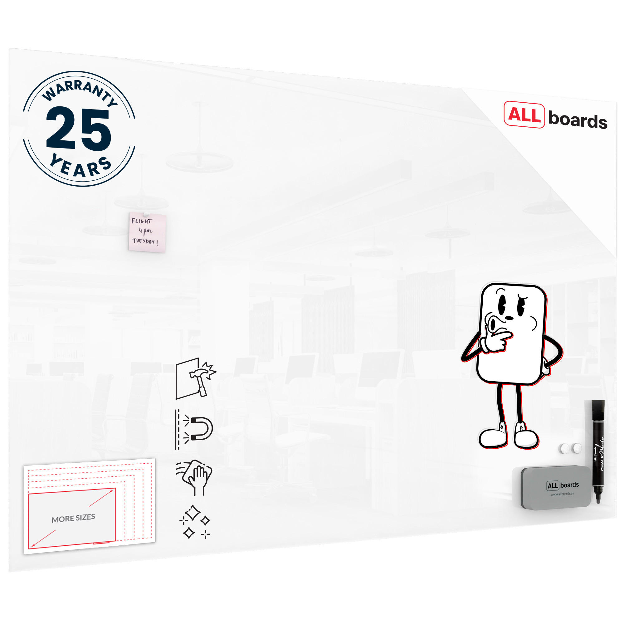 GLASBOARD - Premium SUPERWHITE Perlweiß 180x120cm - Weiß, Glas (180/120/0.7cm) - ALLboards