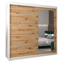 SCHWEBETÜRENSCHRANK 200/200/62 2-türig - Silberfarben/Weiß, Holz/Kunststoff (200/200/62cm) - Abiks Möbel