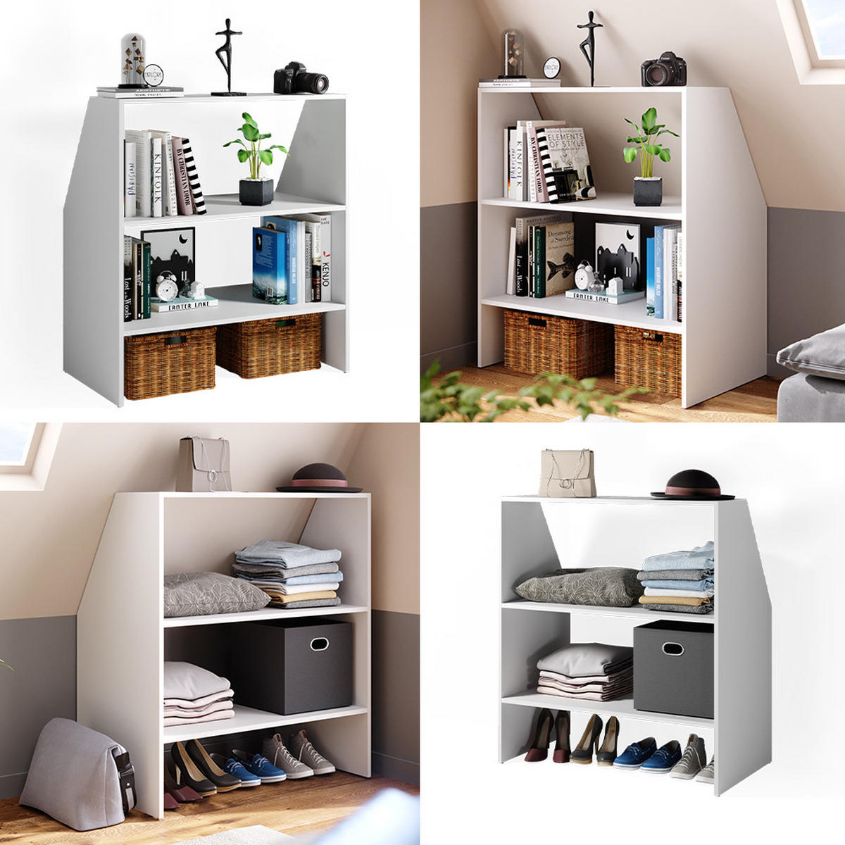 DACHSCHRÄGE REGAL Weiß 90 x 100 cm - Weiß, Holzwerkstoff (90/100/50cm) - Vicco