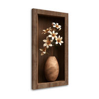 LEINWANDBILD Blumen in einer braunen Holzvertiefung 3D 60x120cm - Braun, Textil (60/120cm) - Feeby