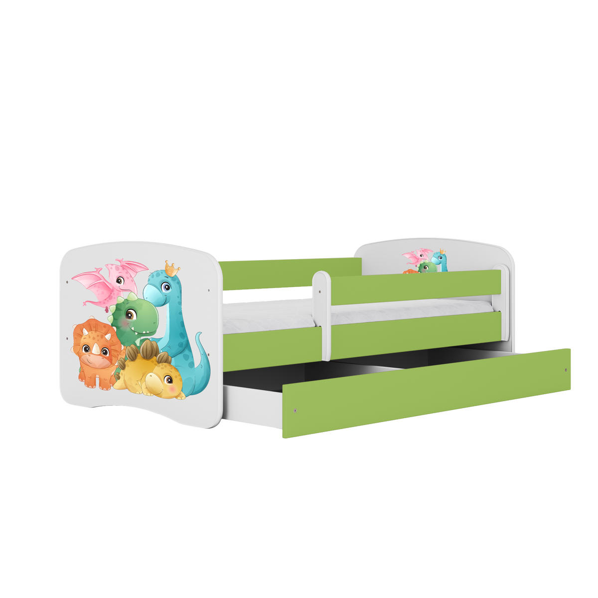 KINDERBETT Dino mit Schublade und Matratze 160/80 - Grün, Holzwerkstoff (80/160cm) - RAUMHIRSCH FURNITURE