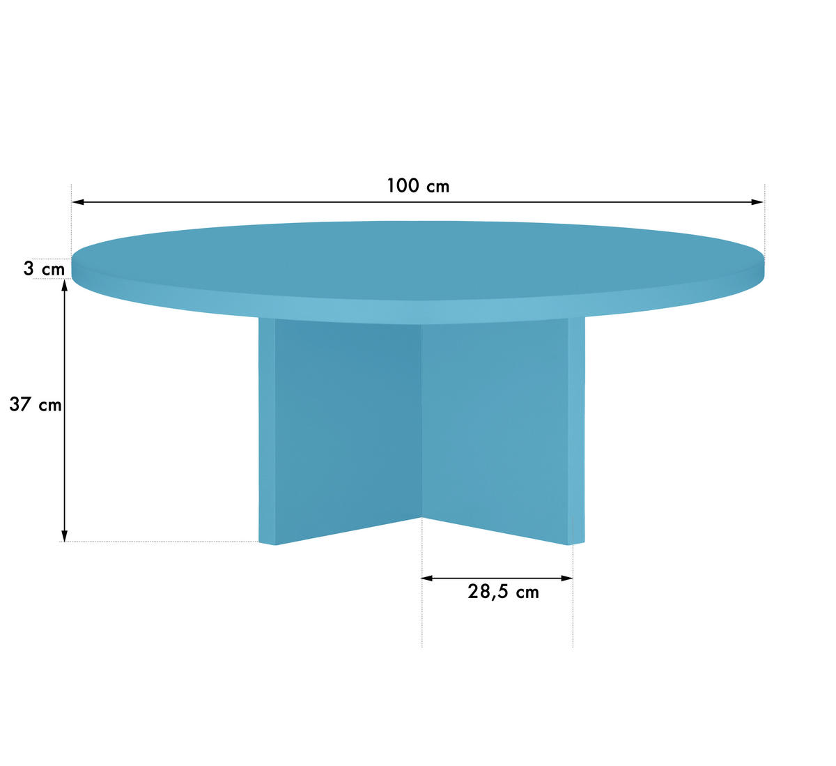 COUCHTISCH Runder, MDF-Platte 3 cm stark, Cornish Blau, 100 cm - Hellblau, Holzwerkstoff (100/100/42cm) - RNT By Really Nice Things