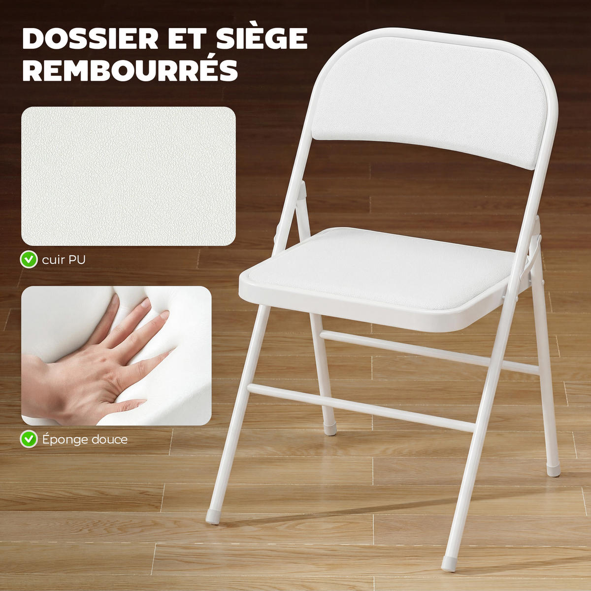 KLAPPSESSEL Weiß 6 Stück - Weiß, Naturmaterialien (45/78/46cm) - GiPP