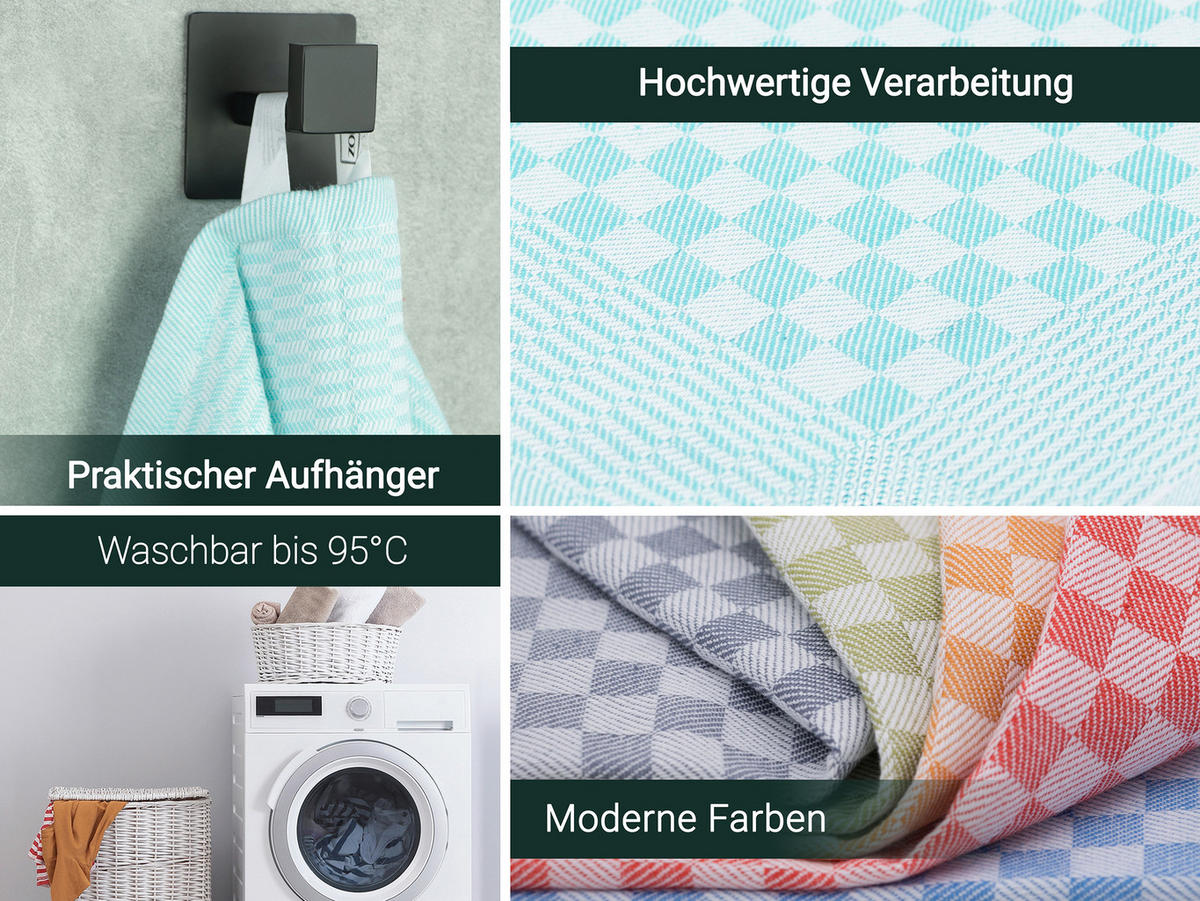 GESCHIRRTÜCHER, 10er-Set, 46x70 cm, 100% Baumwolle, Hellblau - Grün, Textil (46/70cm) - Zollner