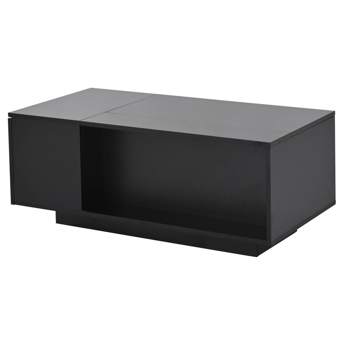 COUCHTISCH, Hochglanz-Spanplatte mit hydraulischem Hub, verstecktem Stauraum und LED, 100/50/40 cm, schwarz - Schwarz, Holzwerkstoff (100/50/40cm) - Redom