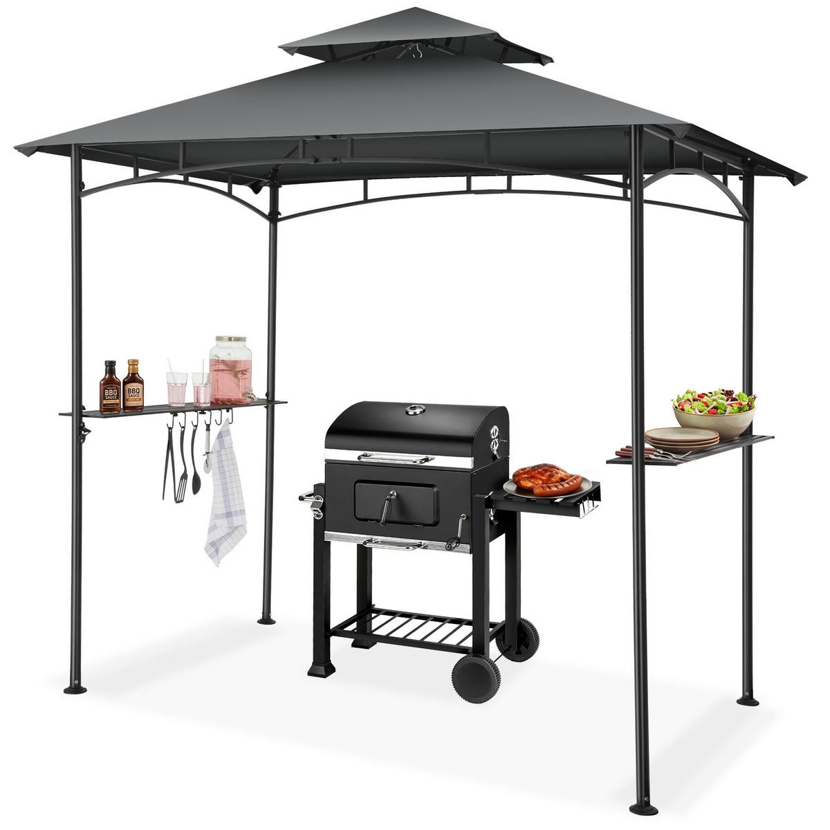 GRILLPAVILLON Maracaibo, 240 x 150 x 250 cm, anthrazit - Anthrazit, Kunststoff (150/250/240cm) - tectake