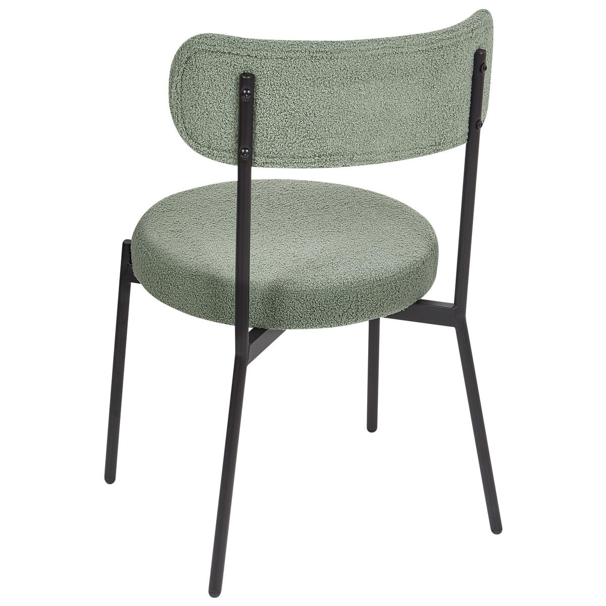 ESSZIMMERSTUHL 2er-Set Bouclé Hellgrün Allison - Schwarz/Grün, Textil (47/77/52cm) - Beliani