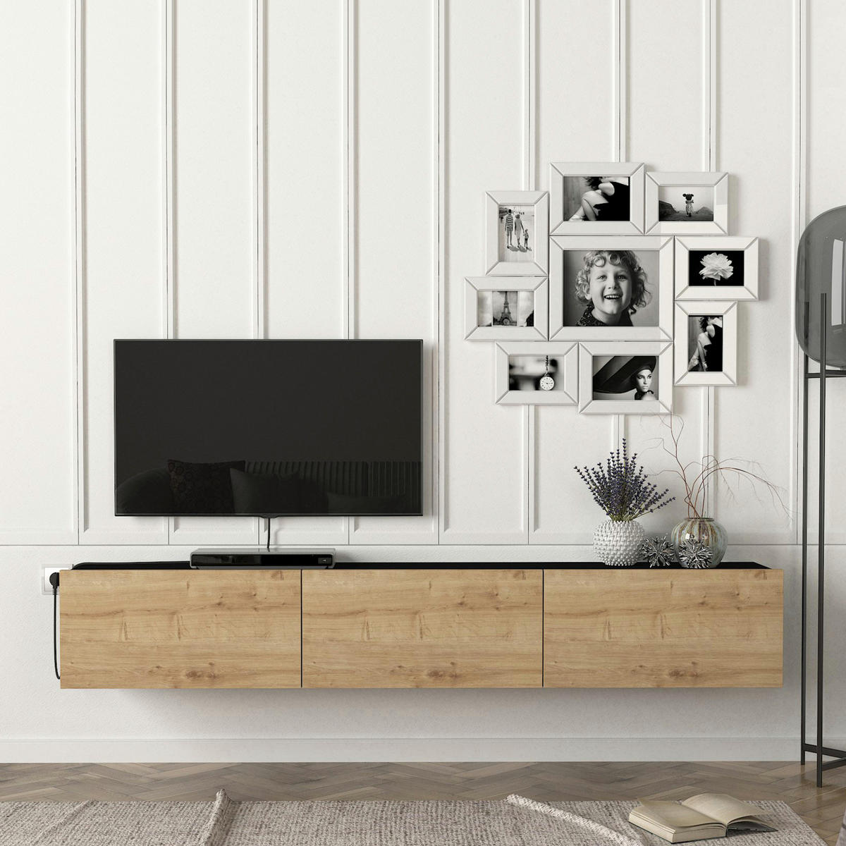 TV-ELEMENT Vihti - Naturfarben, Holzwerkstoff (180/29.5/31cm) - [en.casa]