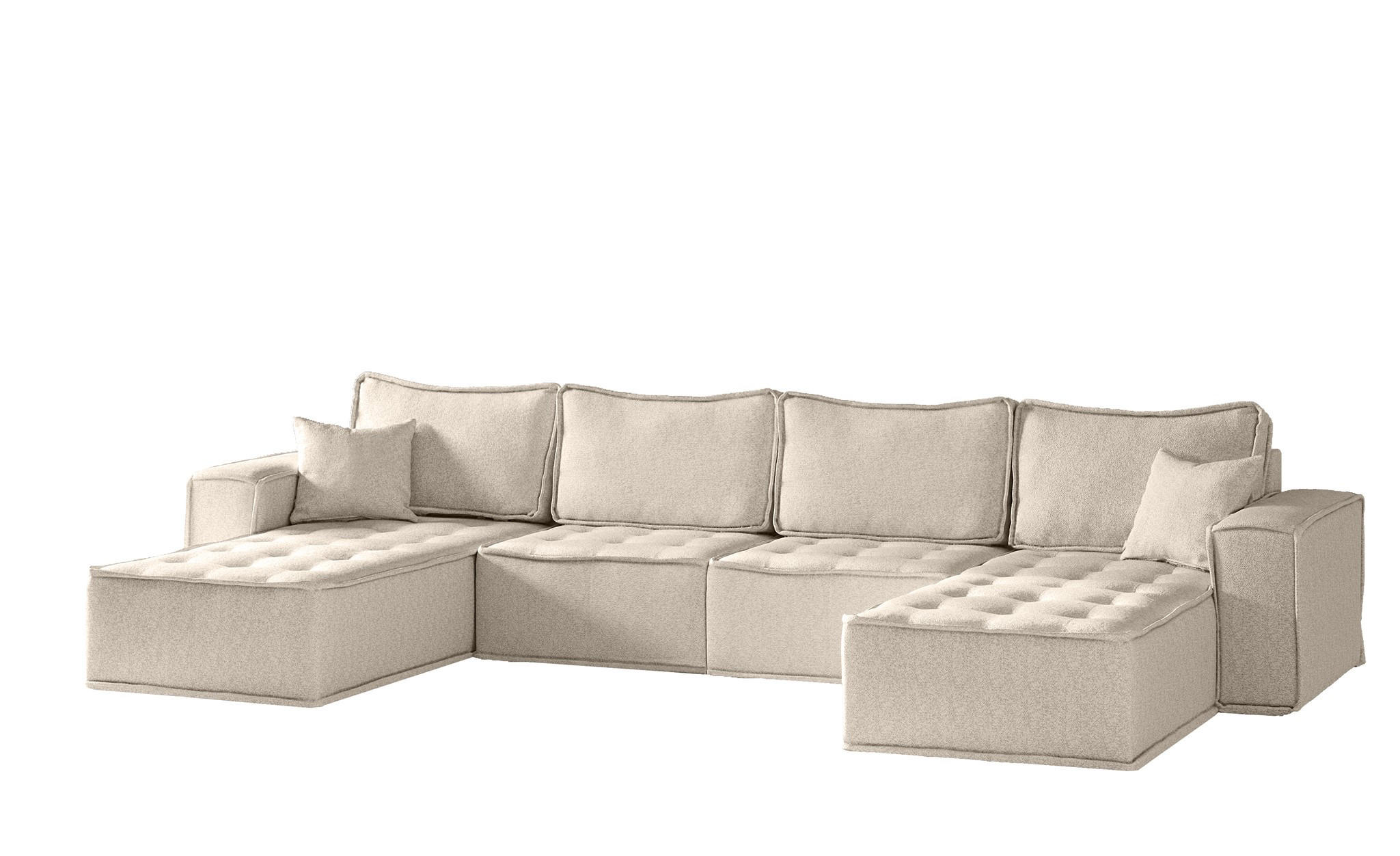 WOHNLANDSCHAFT Sande In Alpine - Beige, Holzwerkstoff/Textil (372/85/192cm) - Fun Möbel