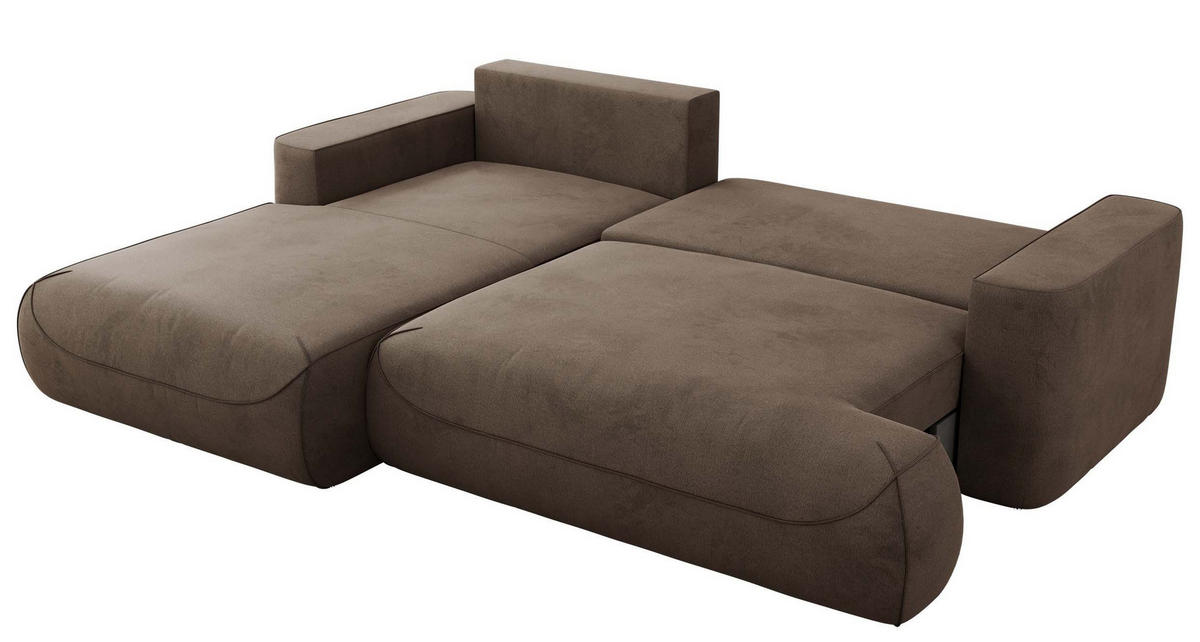 ECKSOFA OVO L Braun Velvet - Links Seite - Schwarz/Braun, Kunststoff/Textil (271/195cm) - MKS
