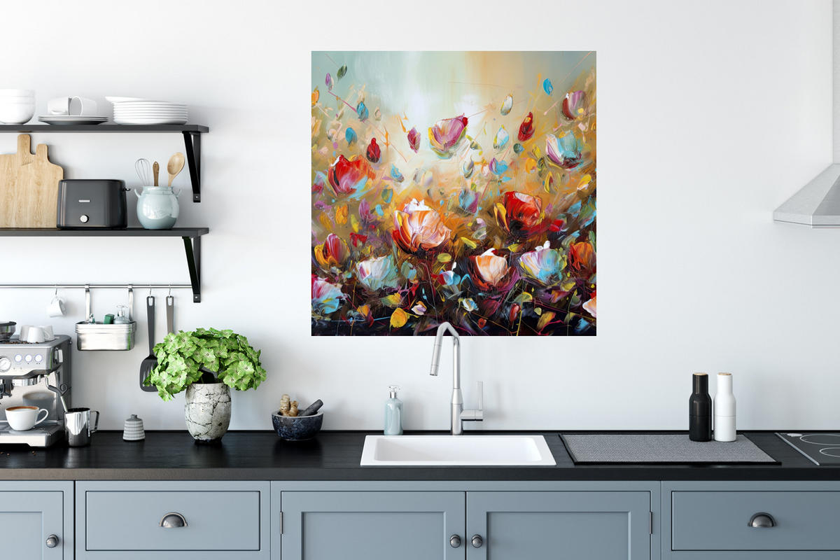 WANDTATTOO Blumen - Kunst - Natur - Ölgemälde 50x50 cm - Multicolor, Kunststoff (50/50/0.1cm) - MuchoWow