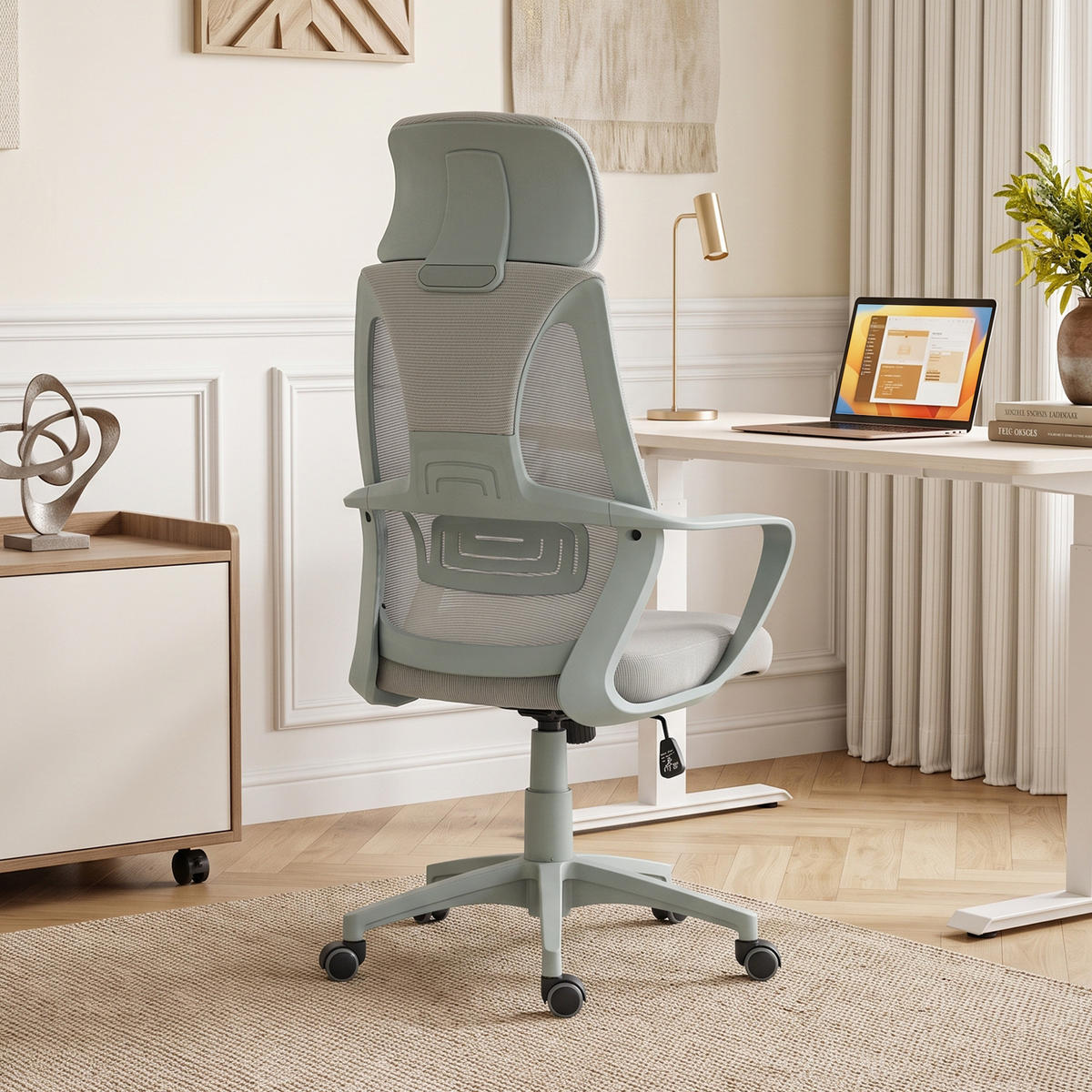 KONTORSSTOL i nätväv, grå - Grå, Textil/Plast (55/126/64cm) - Vinsetto