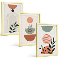 BILDER SET 3er Set - 40x60 cm Goldrahmen - Moderne Pflanzenmotive - Goldfarben, Kunststoff (40/60cm) - TULUP