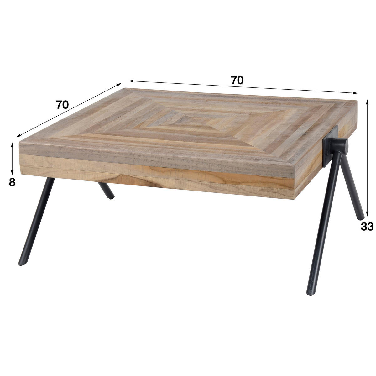 COUCHTISCH Teca Braun 70/70/33 cm - Braun, Holz (70/70/33cm) - Hoyz Collection
