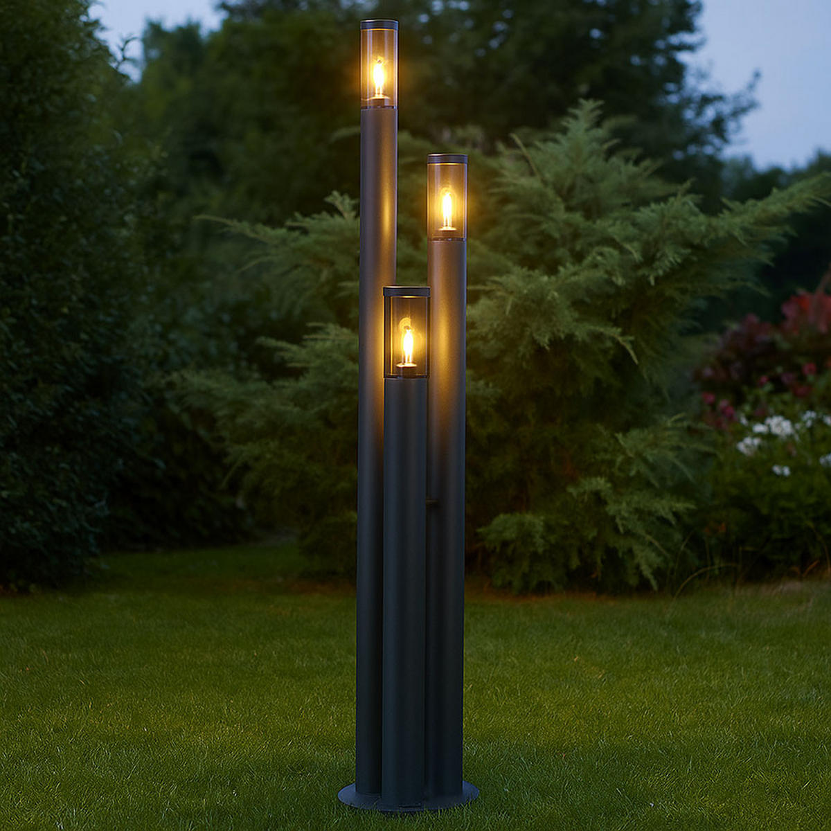 LED STEHLEUCHTE Edelstahl Anthrazit Rauchglas - Anthrazit, Metall (28/28/170cm) - Globo Lighting