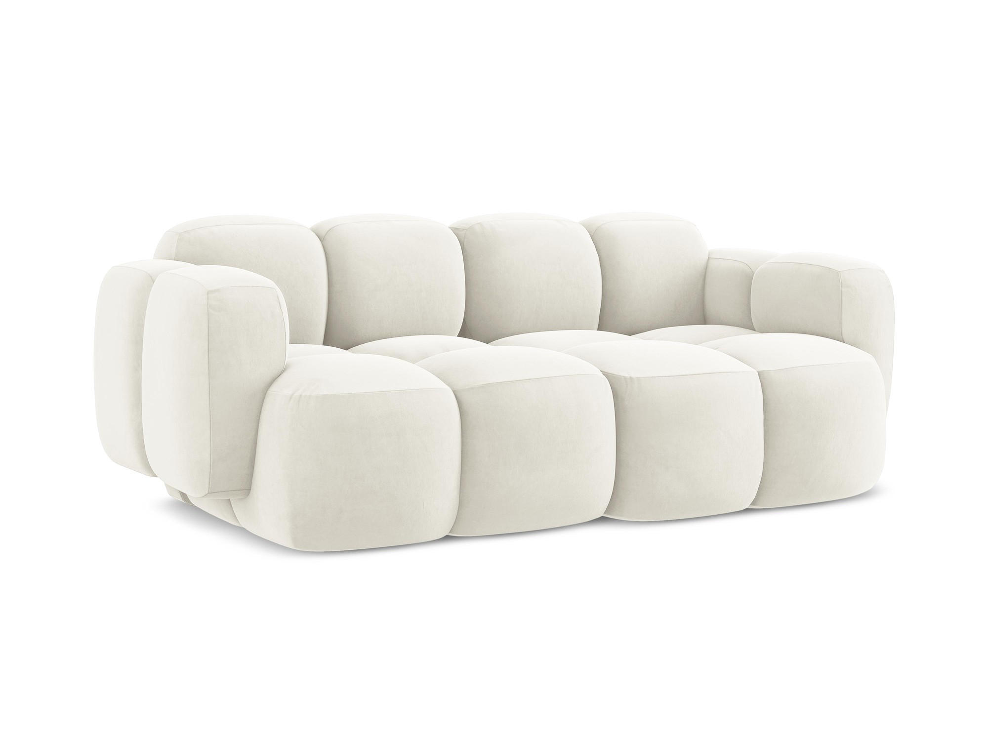 2-SITZER SOFA Samt Stoff Beige - Hellbraun/Schwarz, Holzwerkstoff/Kunststoff (210/72/115cm) - Makamii