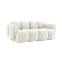 2-SITZER SOFA Samt Stoff Beige - Hellbraun/Schwarz, Holzwerkstoff/Kunststoff (210/72/115cm) - Makamii