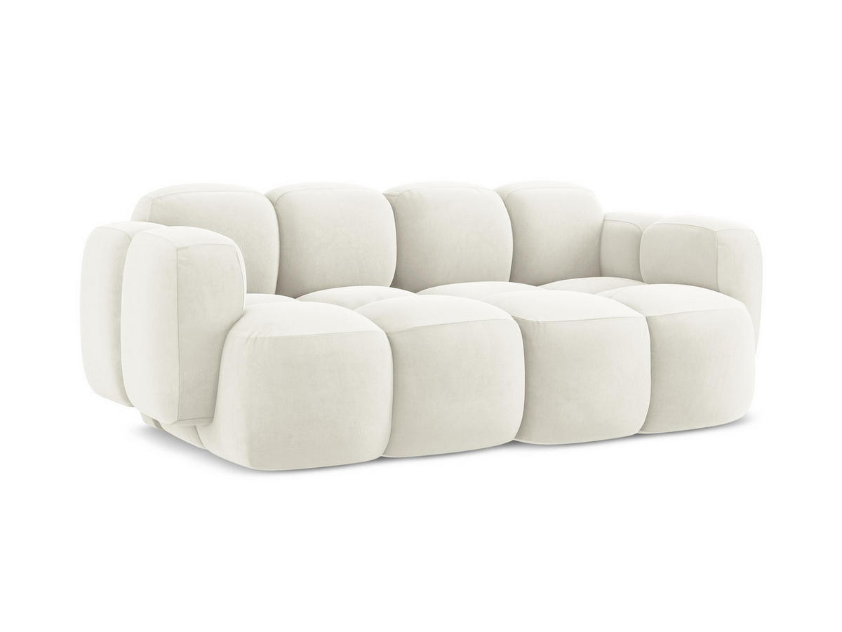 2-SITZER SOFA Samt Stoff Beige - Hellbraun/Schwarz, Holzwerkstoff/Kunststoff (210/72/115cm) - Makamii