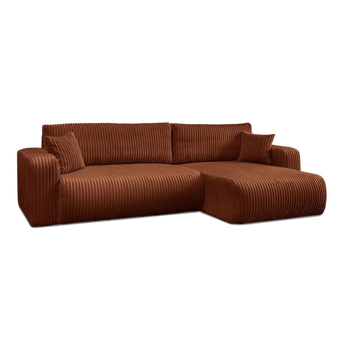 Ecksofa PRESTIGE SOFT mit Schlaffunktion und Bettkasten, Tilia 52 - Cognac, Textil (277/143cm) - Lookway