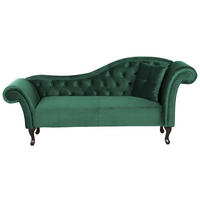 CHAISELONGUE Samtstoff dunkelgrün rechtsseitig Lattes - Grün, Textil (188/87/59cm) - Beliani
