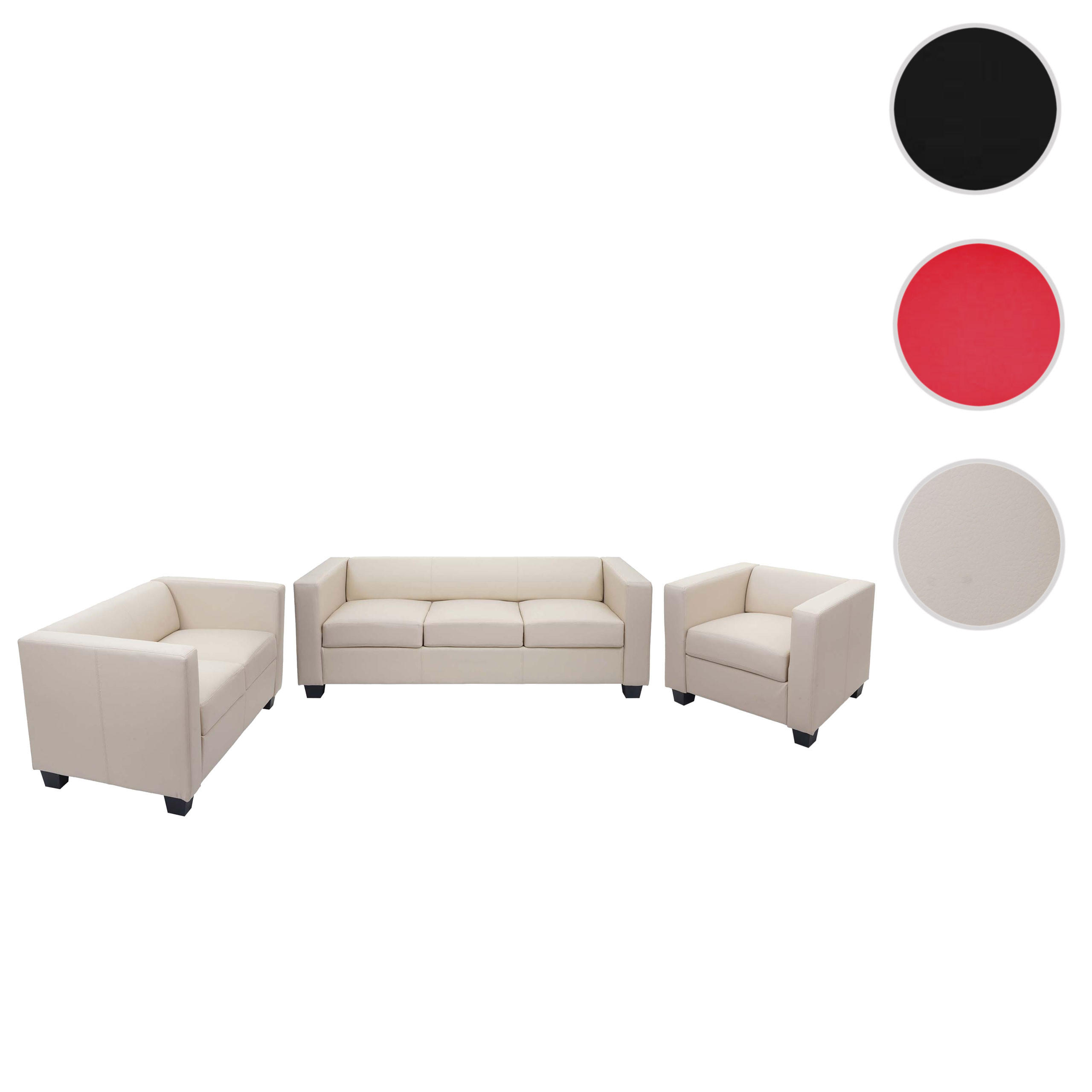 3-2-1 SOFAGARNITUR Cremeweiß - Weiß, Leder (400/70/300cm) - MCW