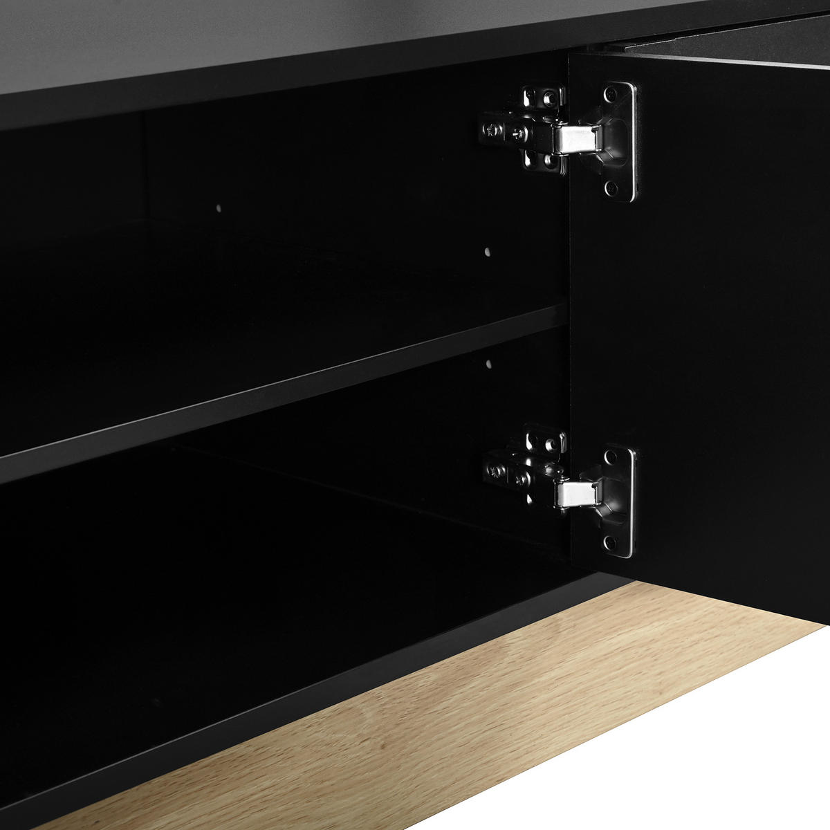LOWBOARD in Schwarz TV-Schrank mit Verstellbare Einlegeböden und Kabelmanagement , B175/T40/H41,5 - Schwarz, Holzwerkstoff (175/41.5/40cm) - STILVORA