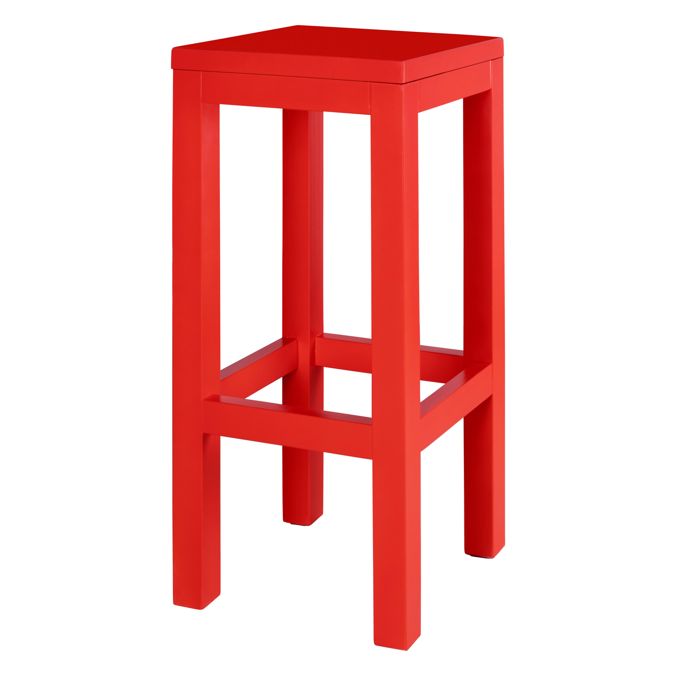 HOCKER aus massiver Kiefer, 65 cm hoch, flammenrot lackiert AXEL - Rot, Holz (33/65/33cm) - RNT By Really Nice Things