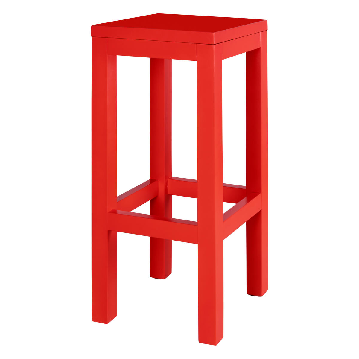 HOCKER aus massiver Kiefer, 65 cm hoch, flammenrot lackiert AXEL - Rot, Holz (33/65/33cm) - RNT By Really Nice Things