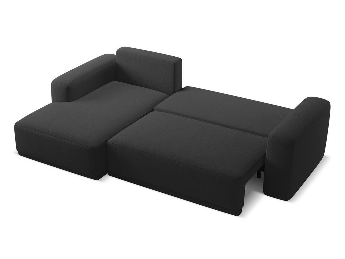 ECKSOFA mit Schlaffunktion Chenille Stoff Schwarz - Anthrazit/Schwarz, Kunststoff/Textil (160/258cm) - Makamii
