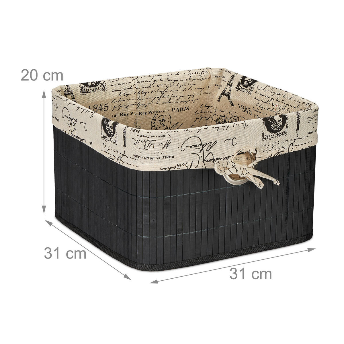 AUFBEWAHRUNGSKORB - Multicolor, Holz/Textil (31/20/31cm) - Relaxdays