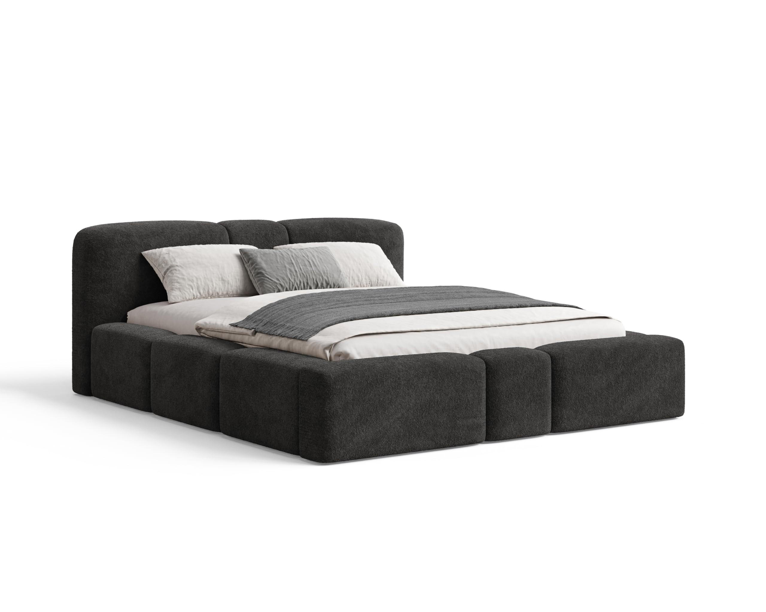 POLSTERBETT Monte160x200 cm- Bettkasten und Stauraum - Doppelbett mit Stabilem Metallrahmen - Monte-Stoff- Schwarz - Schwarz, Holzwerkstoff (160/200cm) - Chilly