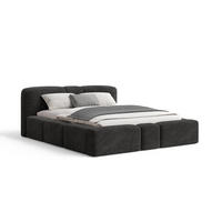 POLSTERBETT Monte160x200 cm- Bettkasten und Stauraum - Doppelbett mit Stabilem Metallrahmen - Monte-Stoff- Schwarz - Schwarz, Holzwerkstoff (160/200cm) - Chilly