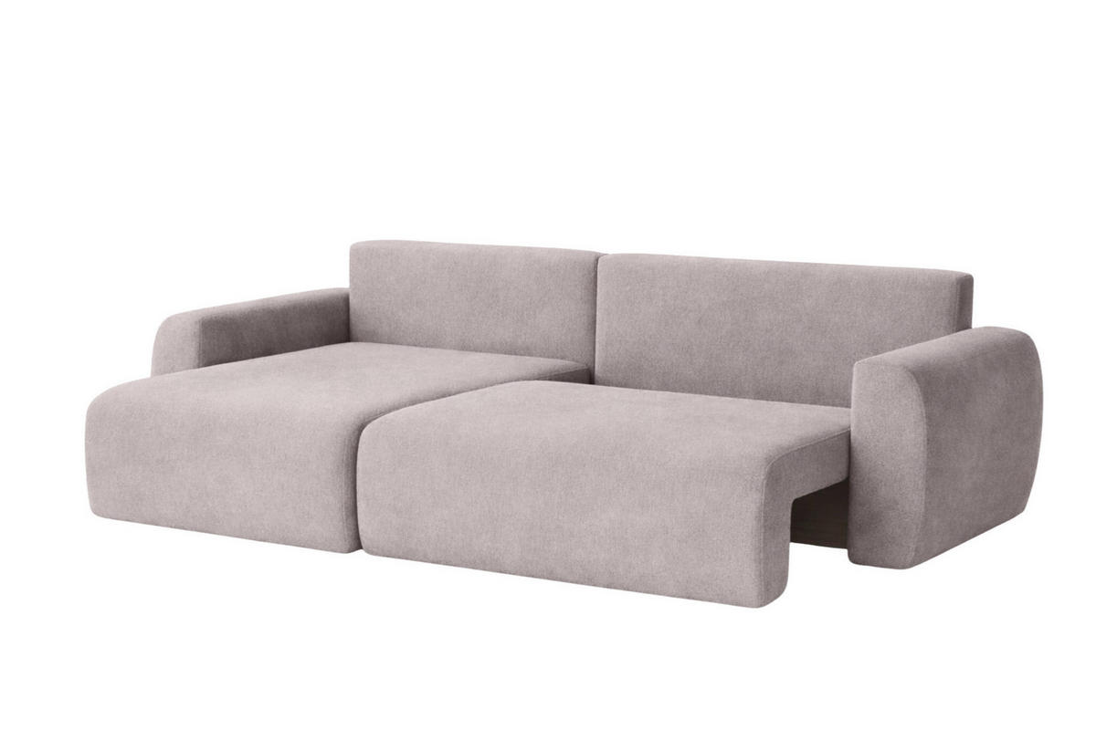 ECKSOFA Mit Schlaffunktion Ariel L, Velours, Stoff Salvador, Grau, Links - Grau, Holz (250/142cm) - Kaiser Möbel