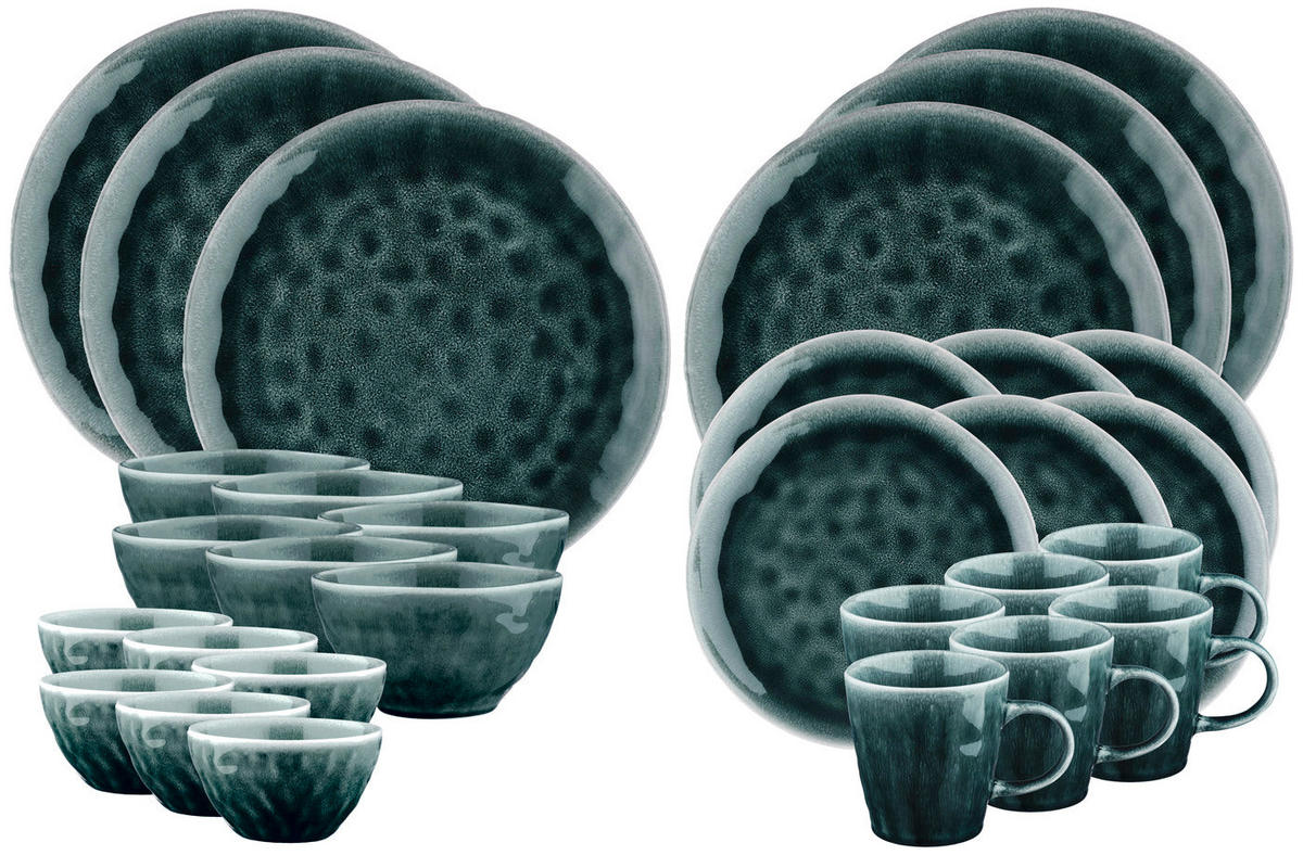 KOMPLETTSERVICE Moon - 30er-Set - Petrolfarben - Blau, Keramik (1/1/1cm) - Björn