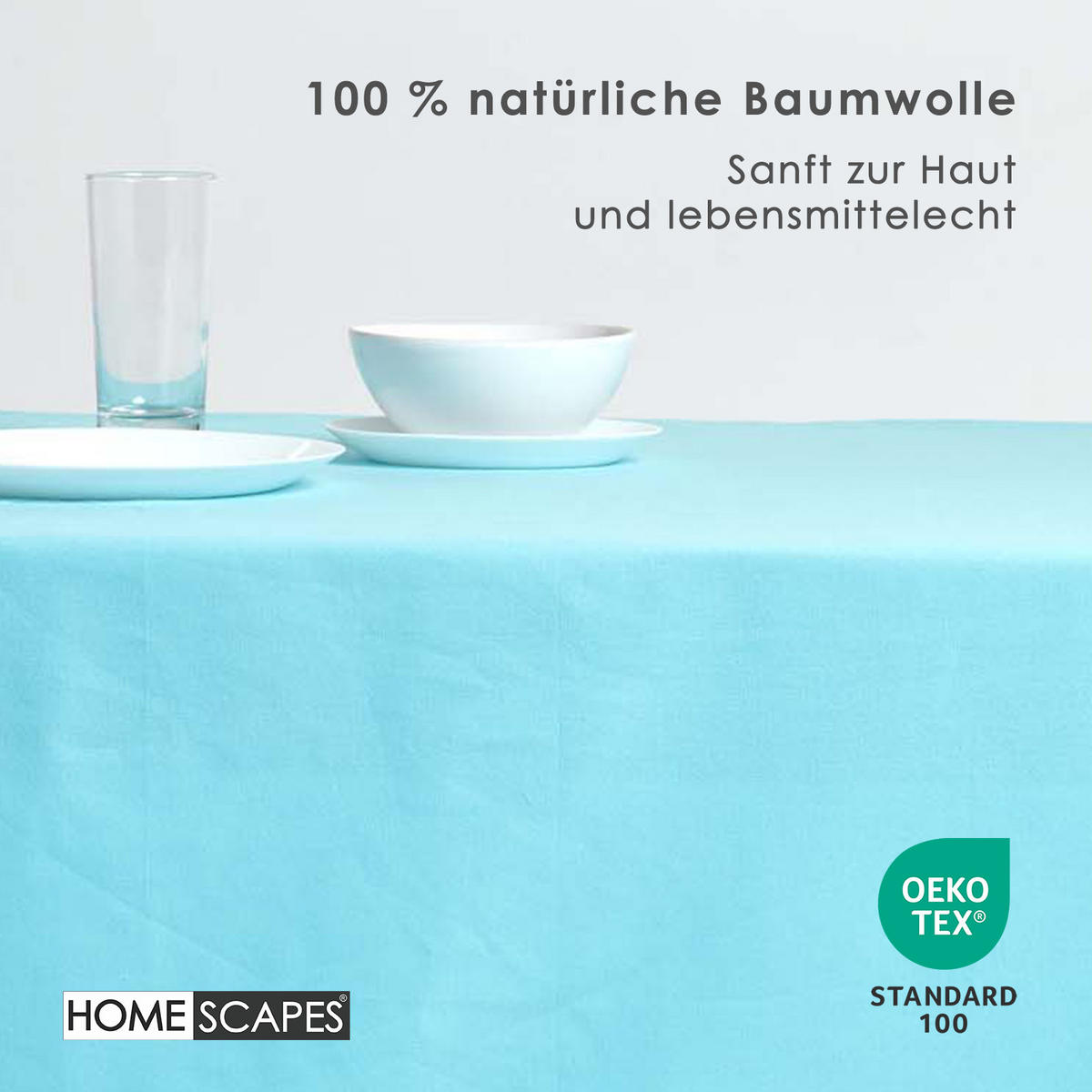 TISCHDECKE hellblau 178/300 cm, 100% Baumwolle - Hellblau, Textil (178/300cm) - Homescapes