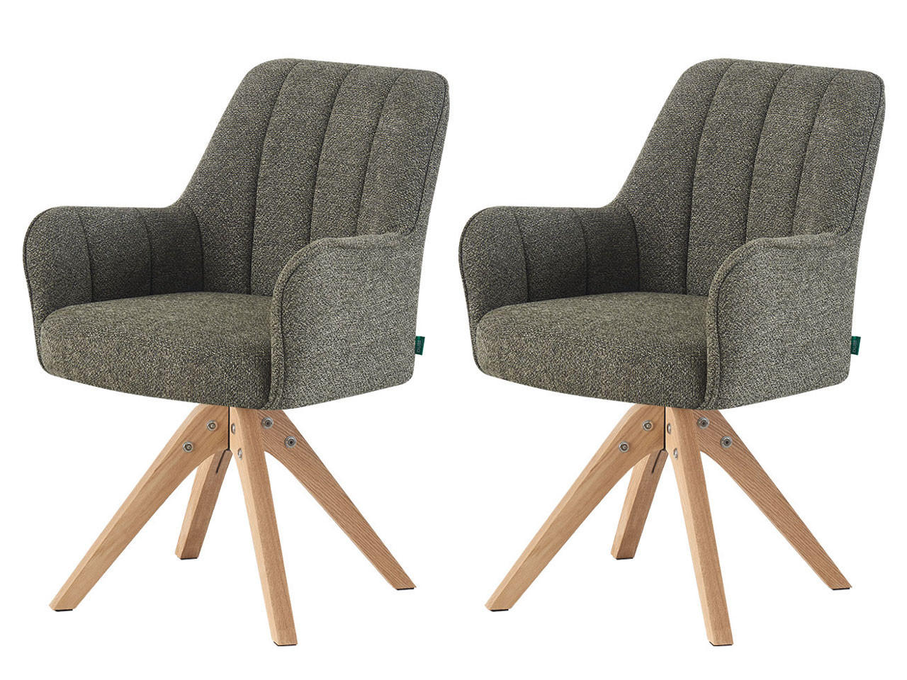 ESSZIMMERSTUHL THOMAS-FINA 2er-Set 360°drehbar - Currygelb/Dunkelgrün, Textil (58/88/62cm) - DUBI Möbel