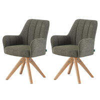 ESSZIMMERSTUHL THOMAS-FINA 2er-Set 360°drehbar - Currygelb/Dunkelgrün, Textil (58/88/62cm) - DUBI Möbel
