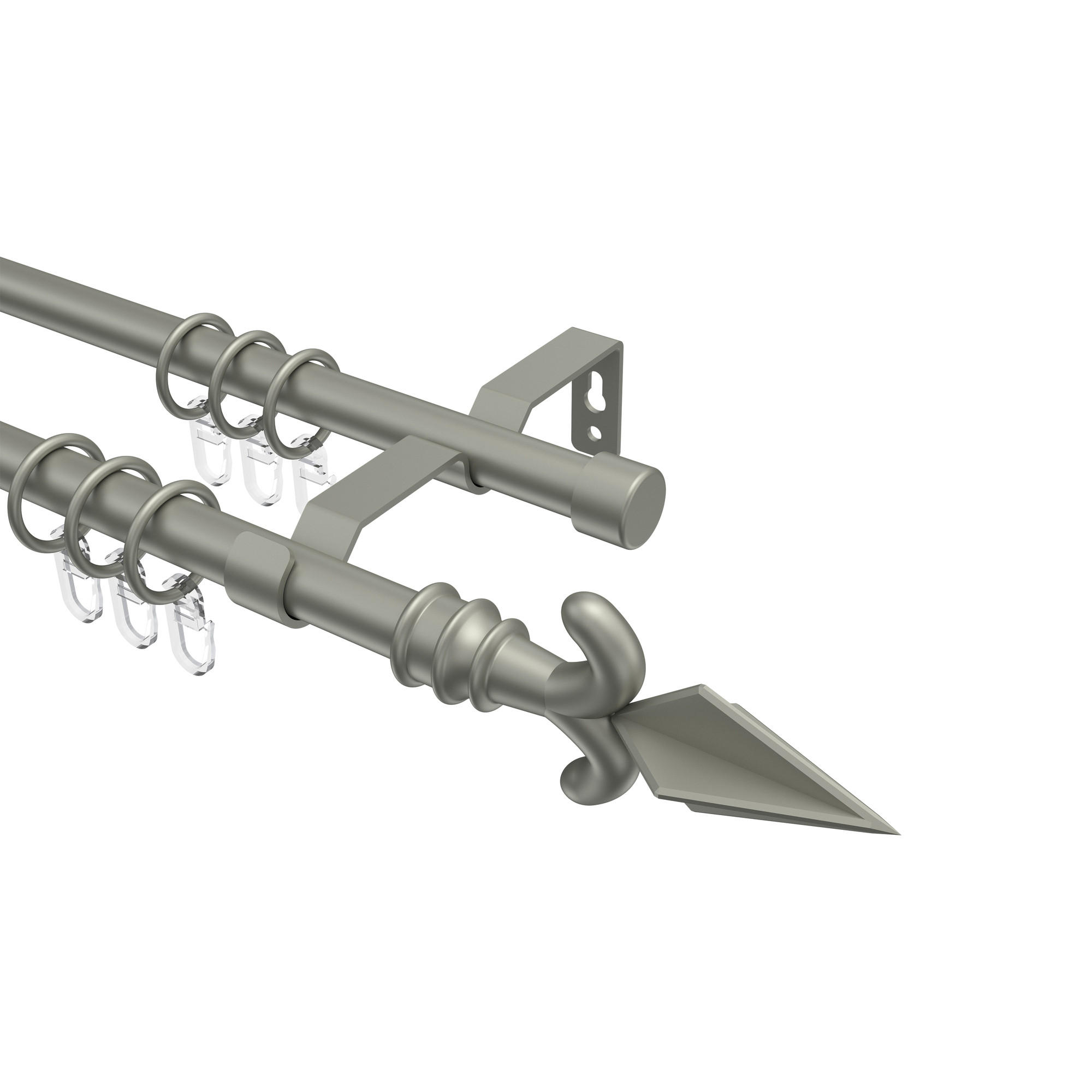 GARDINENSTANGE Olymp Matteo 100 cm, 2-läufig, 16 mm Ø Chrom matt - Chromfarben/Nickelfarben, Metall (100cm) - INTERDECO