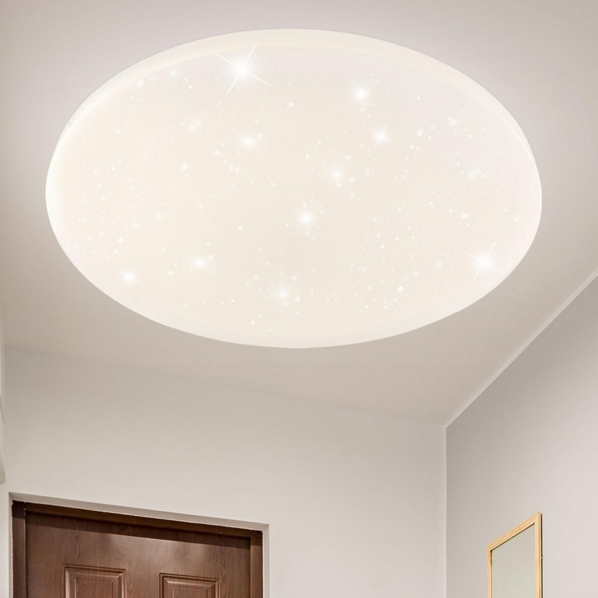 LED DECKENLEUCHTE Weiß mit Sterneneffekt - Weiß, Metall (54/54/7.6cm) - Globo Lighting