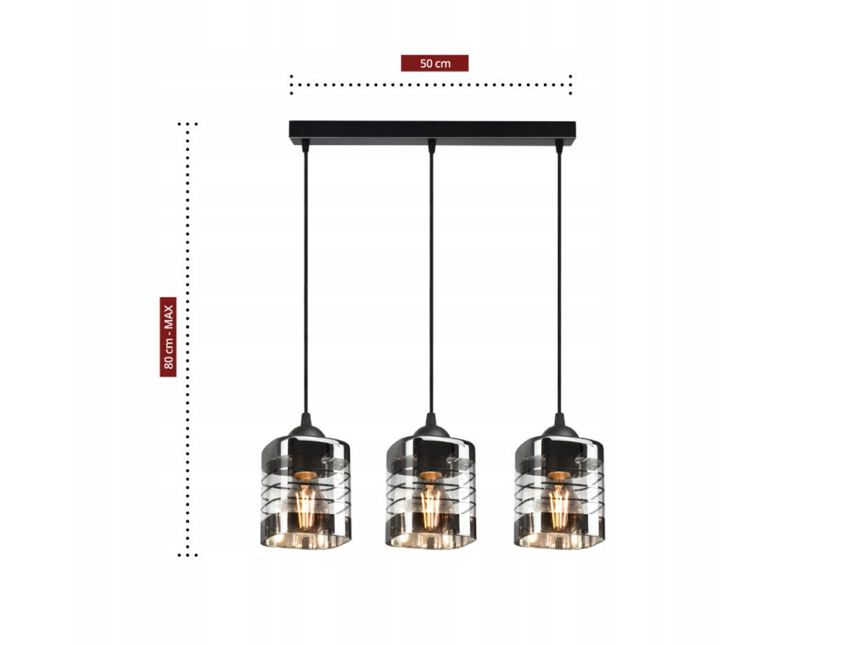 PENDELLEUCHTE TRAGLAS - Transparent/Schwarz, Glas/Metall (10/55/80cm) - kiki design