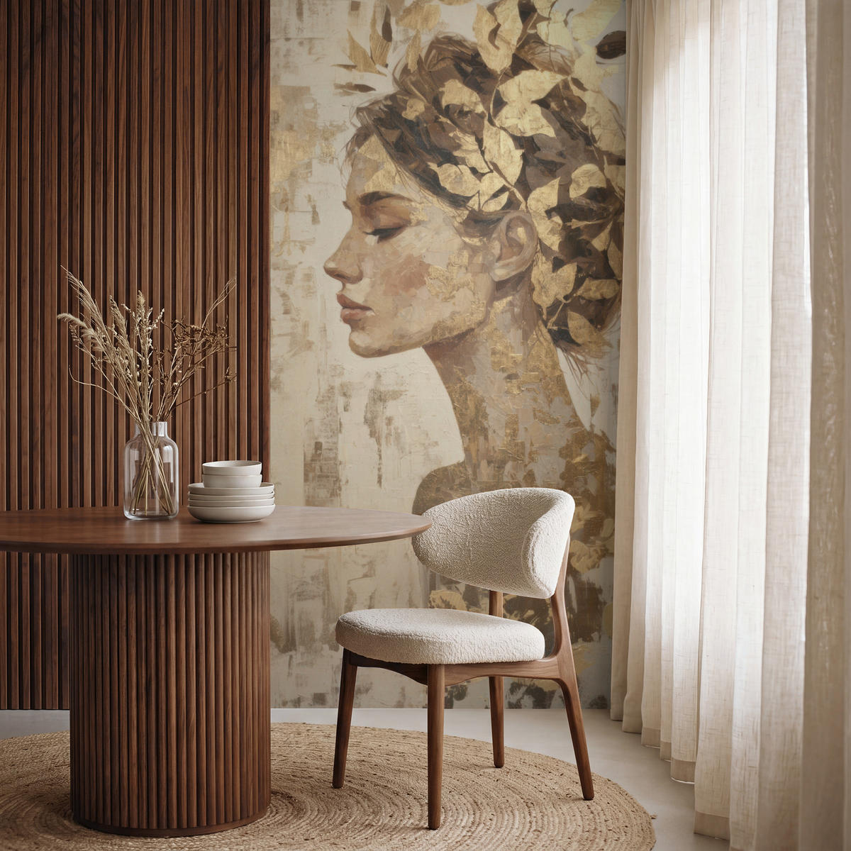 TAPETE - Frau - Gold - Abstrakt - Textur - 100x200 cm - Goldfarben, Papier (100/200cm) - OnlyWow