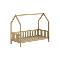 HAUSBETT Kandace 90x200 Eiche massiv natur mit Dachaufbau & Schublade - Eichefarben, Holz (90/200cm) - 58aufmkessel