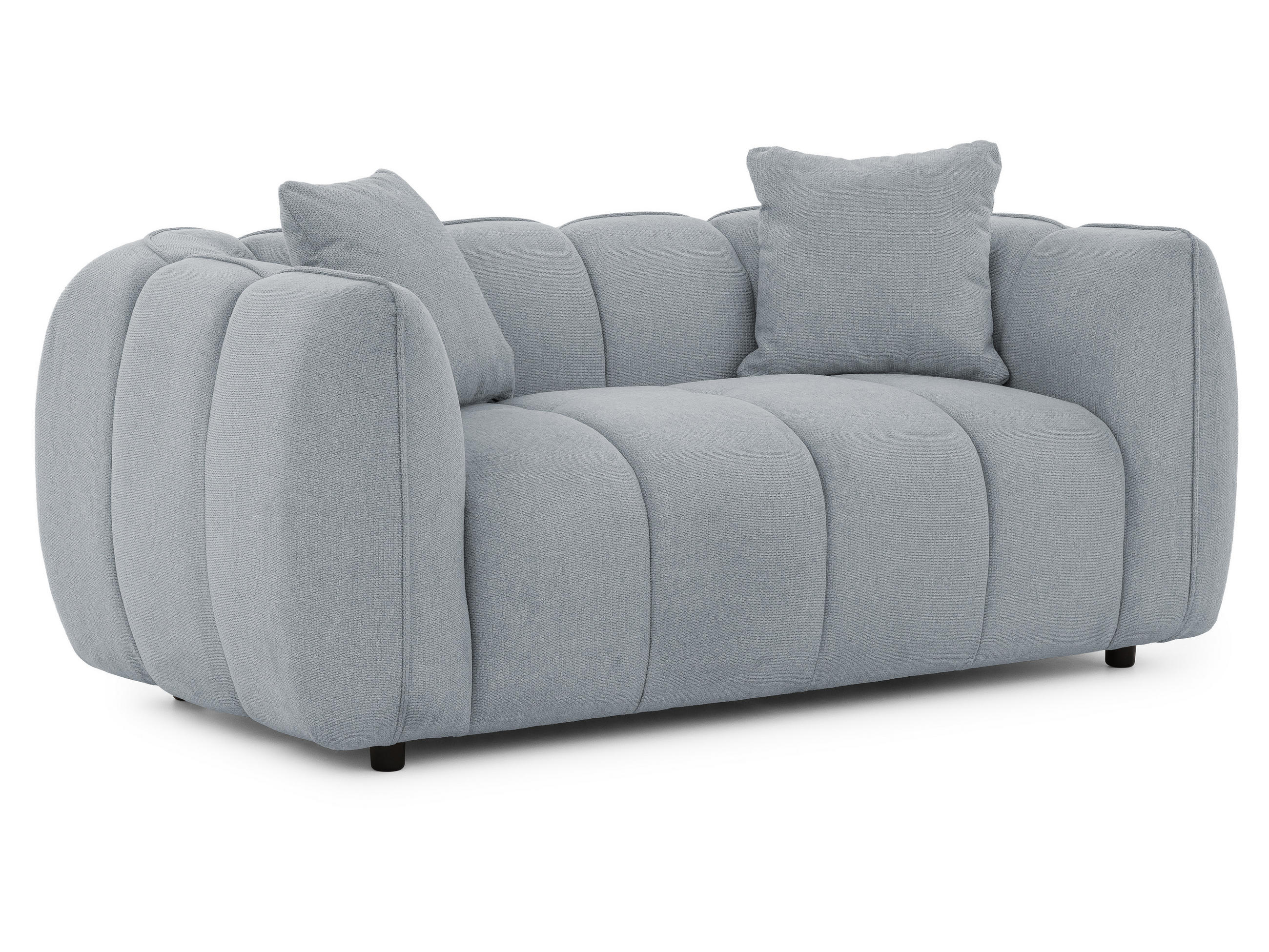 S-Style DVOUMÍSTNÁ POHOVKA Nubira v hluboce prošívaném designu Bubble z měkké strukturované látky v šedé barvě s moderním vzhledem